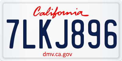 CA license plate 7LKJ896