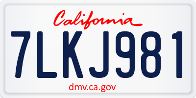 CA license plate 7LKJ981