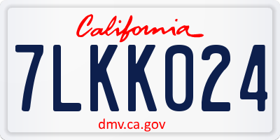 CA license plate 7LKK024