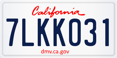 CA license plate 7LKK031