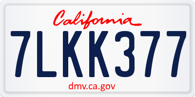 CA license plate 7LKK377