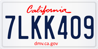 CA license plate 7LKK409