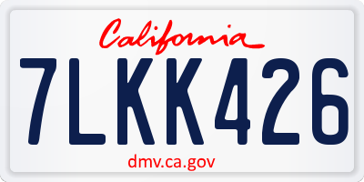 CA license plate 7LKK426