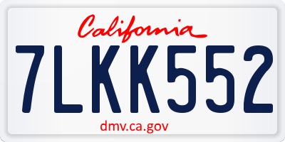 CA license plate 7LKK552