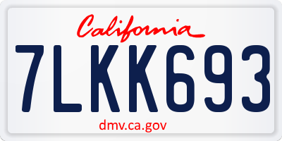 CA license plate 7LKK693