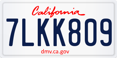 CA license plate 7LKK809