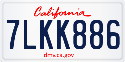 CA license plate 7LKK886