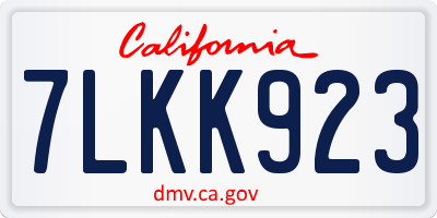 CA license plate 7LKK923