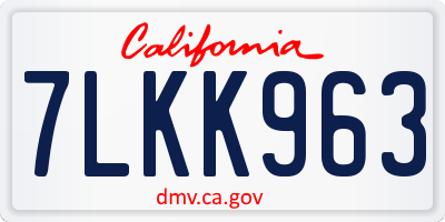 CA license plate 7LKK963