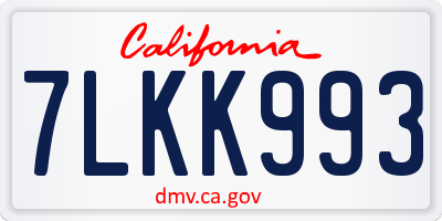 CA license plate 7LKK993