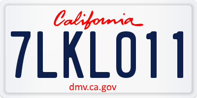 CA license plate 7LKL011