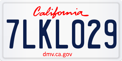 CA license plate 7LKL029