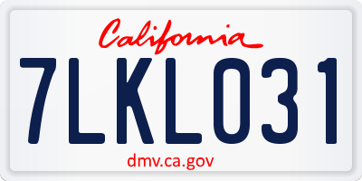 CA license plate 7LKL031