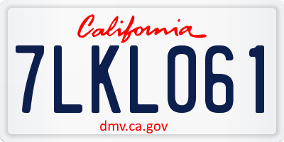 CA license plate 7LKL061