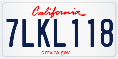 CA license plate 7LKL118