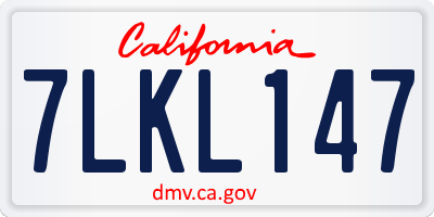 CA license plate 7LKL147