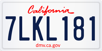 CA license plate 7LKL181