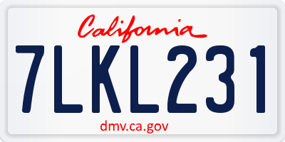CA license plate 7LKL231