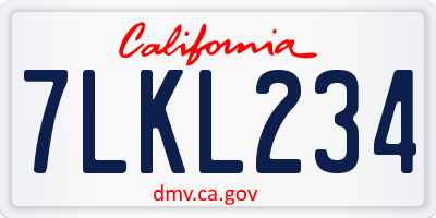 CA license plate 7LKL234