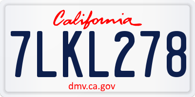 CA license plate 7LKL278