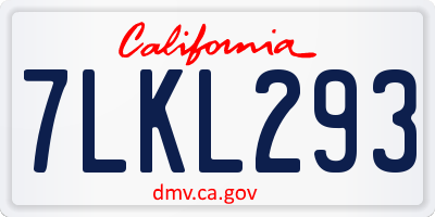 CA license plate 7LKL293