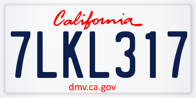 CA license plate 7LKL317