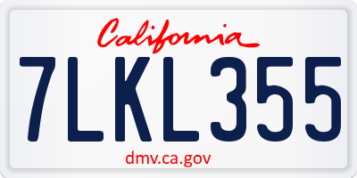 CA license plate 7LKL355