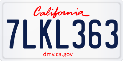 CA license plate 7LKL363