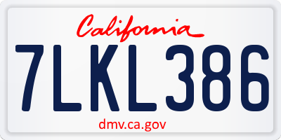 CA license plate 7LKL386