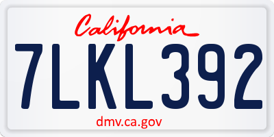 CA license plate 7LKL392