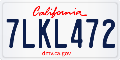 CA license plate 7LKL472