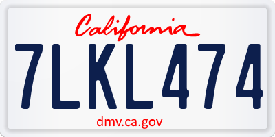 CA license plate 7LKL474