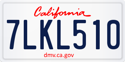 CA license plate 7LKL510