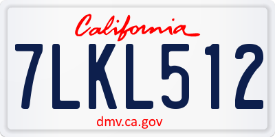 CA license plate 7LKL512