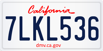 CA license plate 7LKL536