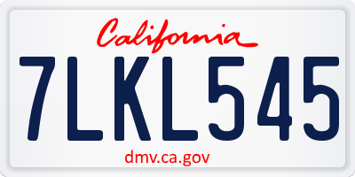CA license plate 7LKL545