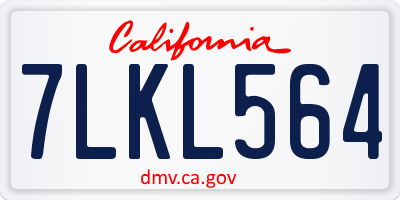 CA license plate 7LKL564