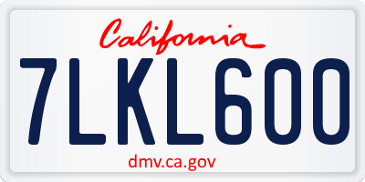 CA license plate 7LKL600