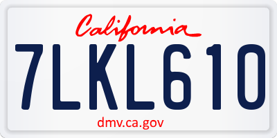 CA license plate 7LKL610