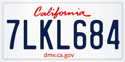CA license plate 7LKL684