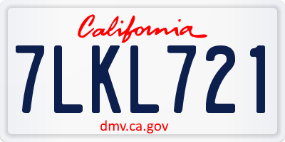 CA license plate 7LKL721