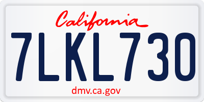 CA license plate 7LKL730