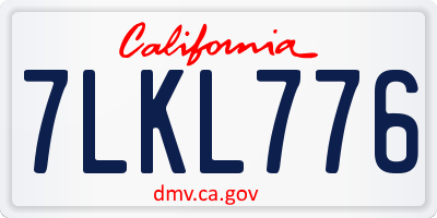 CA license plate 7LKL776