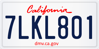 CA license plate 7LKL801
