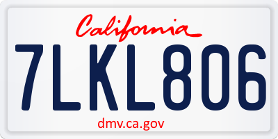 CA license plate 7LKL806