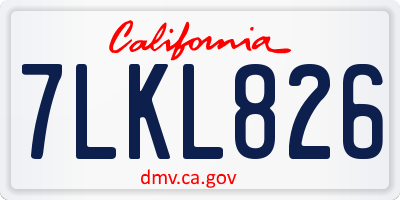CA license plate 7LKL826