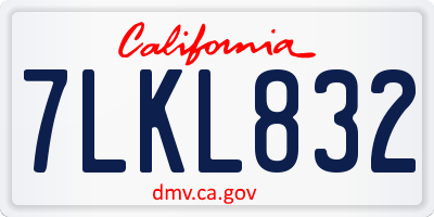 CA license plate 7LKL832