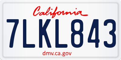 CA license plate 7LKL843