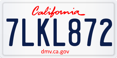 CA license plate 7LKL872