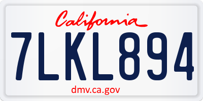 CA license plate 7LKL894